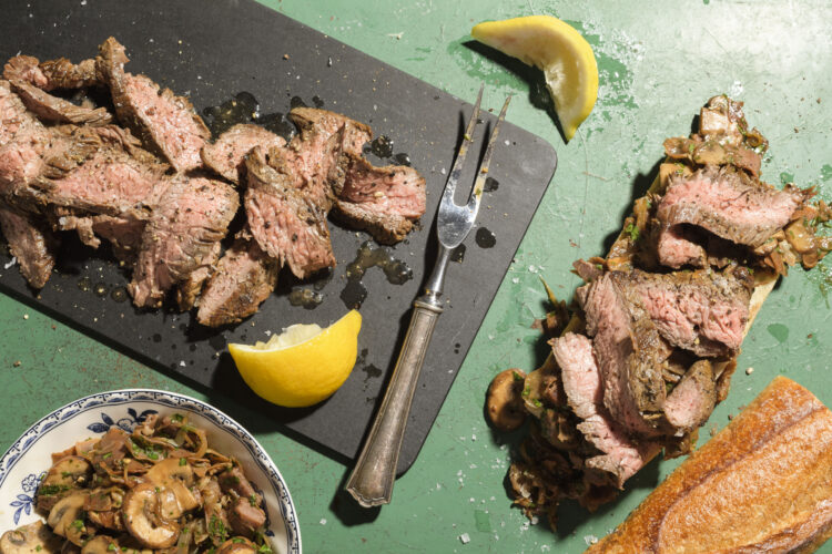 Butter and lemon juice enrich Spanish steak sandwiches